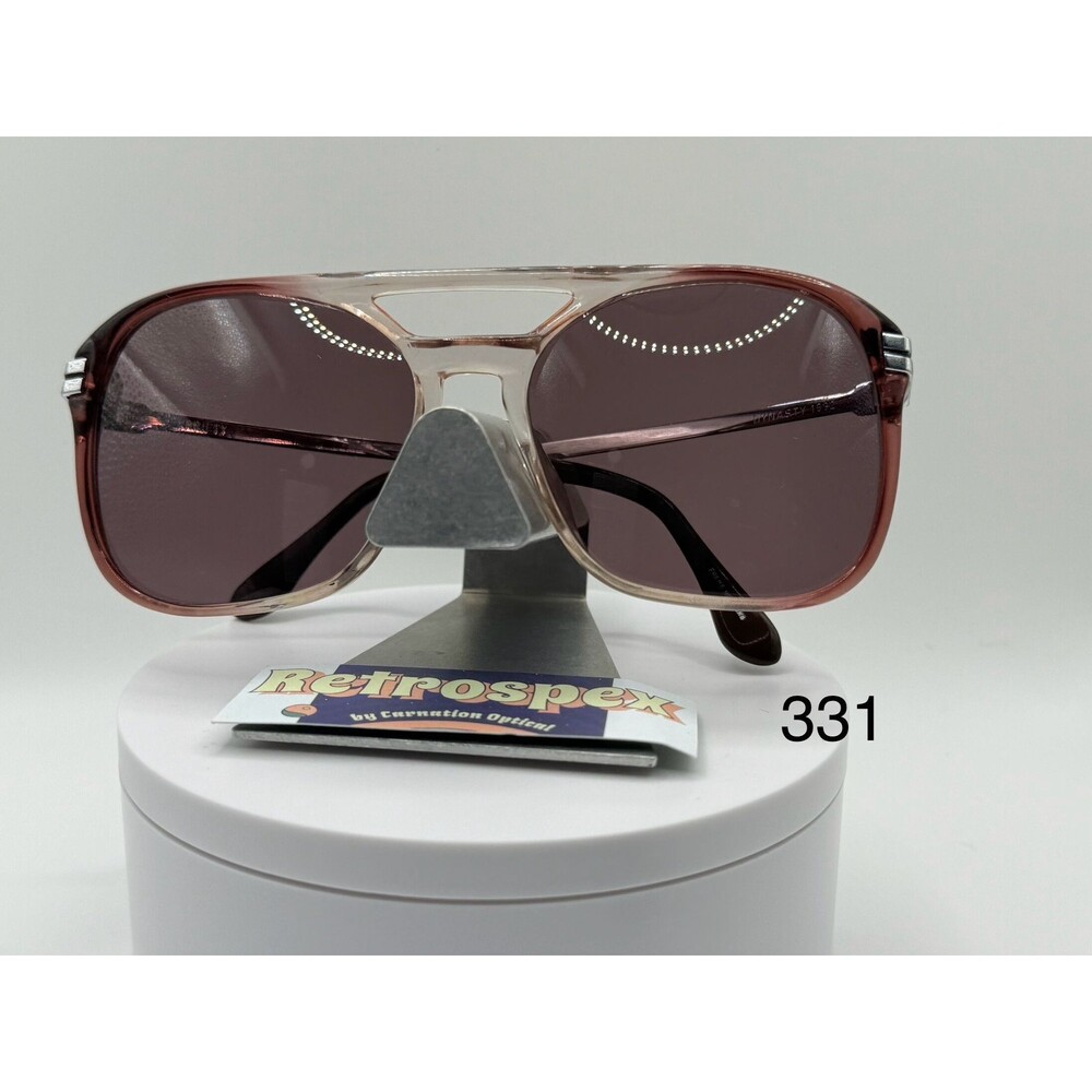 Vintage Oversize Sunglasses NOS Double Bar Plastic Style Purple Lens 70s-80s